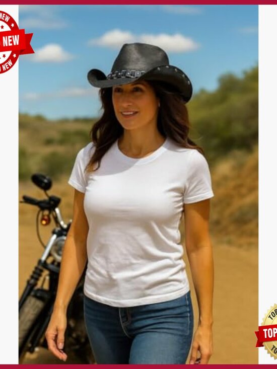Unisex Western Drifter Hat with Studded Band, 3.25\